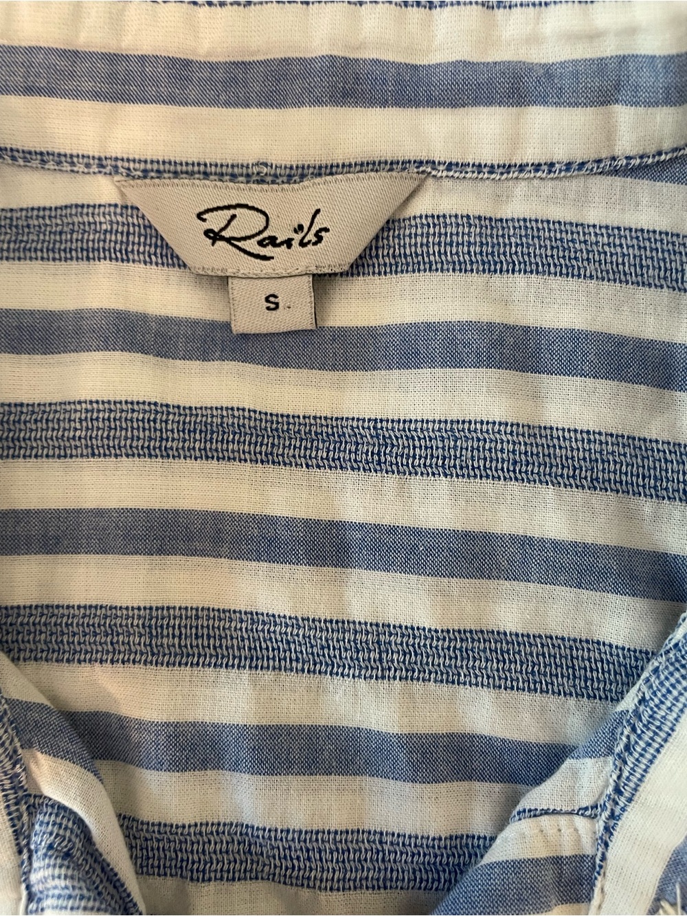 Rails Cotton Shirt Women’s Button Down Blue White Striped Long Sleeve Small - Picture 7 of 8